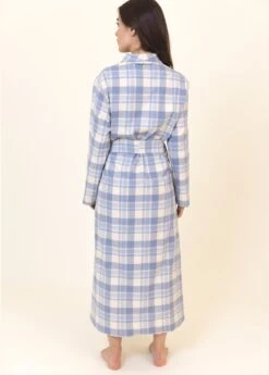 Luskentyre Check Wool Blend Dressing Gown -Fashion Pajama Shop blue brushed cotton dressing gown lc2
