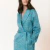 Rhapsody Dressing Gown -Fashion Pajama Shop blue cotton sateen dressing gown r