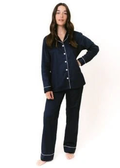 Midnight Moon Pyjamas -Fashion Pajama Shop blue cotton sateen pyjamas mm