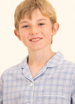 Sandwood Check Wool Blend Pyjamas (2-10yrs) -Fashion Pajama Shop boys blue check pyjamas sc2