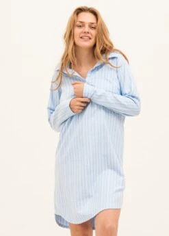 Alvie Blue Nightshirt -Fashion Pajama Shop british made brushed cotton nightshirt ab