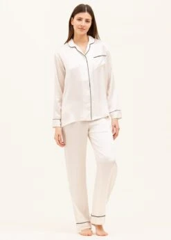 Ivory Silk Pyjamas -Fashion Pajama Shop british made silk pyjamas iv