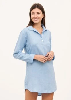 Blue Cashmere Luxury Nightshirt 12 Blue Cashmere Luxury Nightshirt -Fashion Pajama Shop cashmere nightshirt blue herringbone