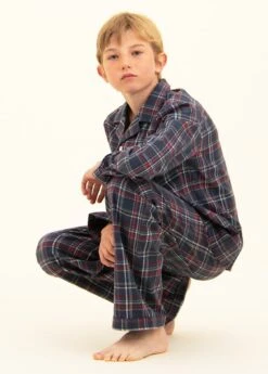Tobermory Check Wool Pyjamas (2-10yrs) -Fashion Pajama Shop childrens cotton wool blend pyjamas tc