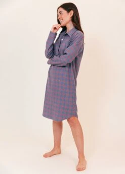 Dorney Check Wool Blend Nightshirt -Fashion Pajama Shop cotton wool blend nightshirt dc