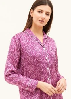 Seville Pink Silk Pyjamas 12 Seville Pink Silk Pyjamas -Fashion Pajama Shop designer silk pyjamas sp