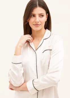 Ivory Silk Pyjamas -Fashion Pajama Shop french seamed silk pyjamas iv