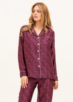 Lovebird Silk Pyjamas -Fashion Pajama Shop heart print silk pyjamas