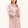 Tenby Stripe Nightshirt -Fashion Pajama Shop knee lenght nightshirt pink stripe ts