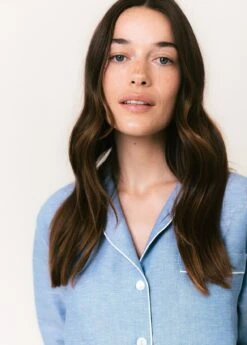 Brighton Blue Linen Pyjamas -Fashion Pajama Shop linen cotton blend pyjamas bb