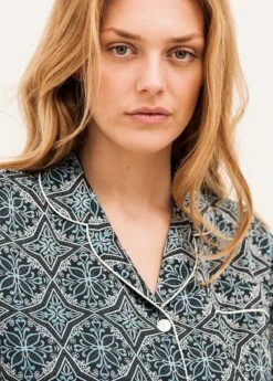 Seville Blue Silk Pyjamas -Fashion Pajama Shop luxury blue silk pyjamas sb