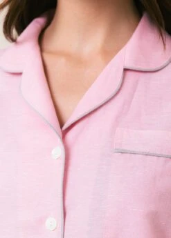 Pagham Pink Linen Pyjamas -Fashion Pajama Shop luxury pink linen pyjamas pp 1