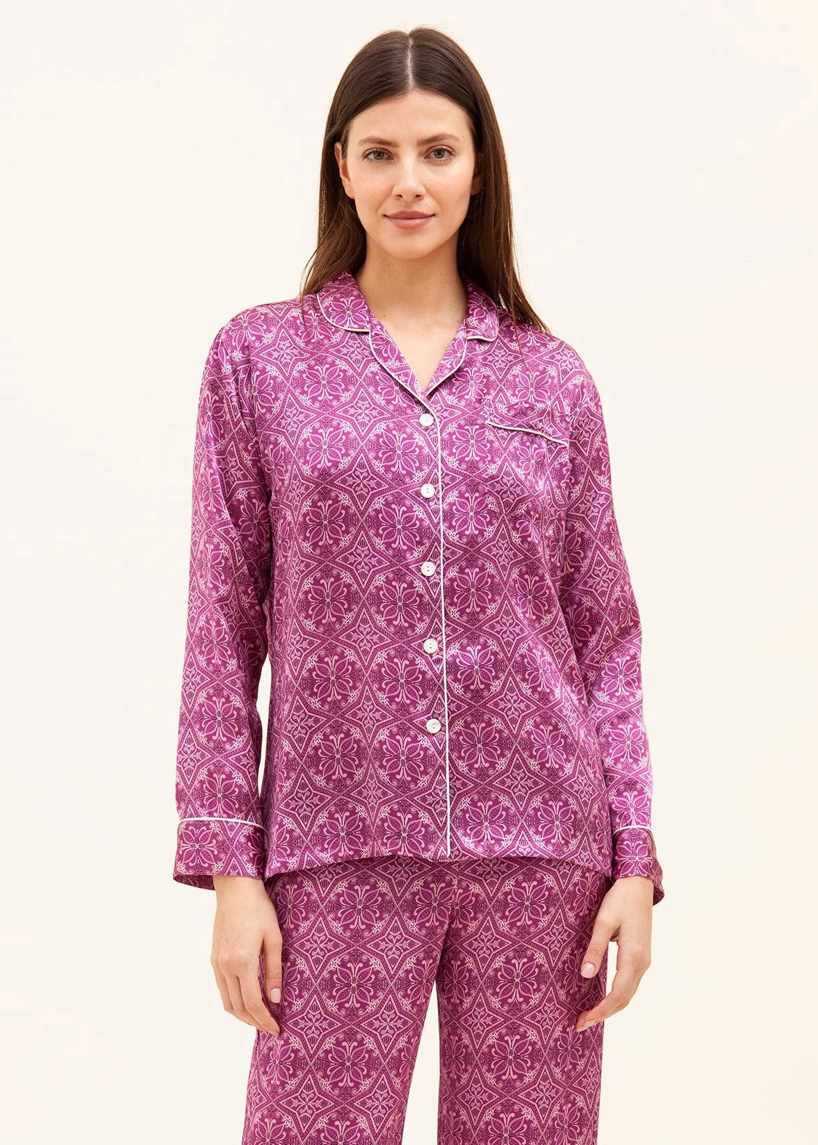 Seville Pink Silk Pyjamas 3 Seville Pink Silk Pyjamas