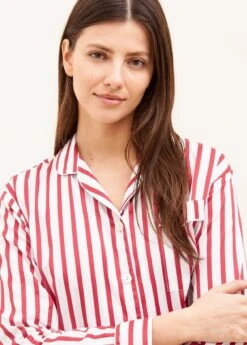 Melrose Stripe Pyjamas -Fashion Pajama Shop luxury red striped pyjamas ms