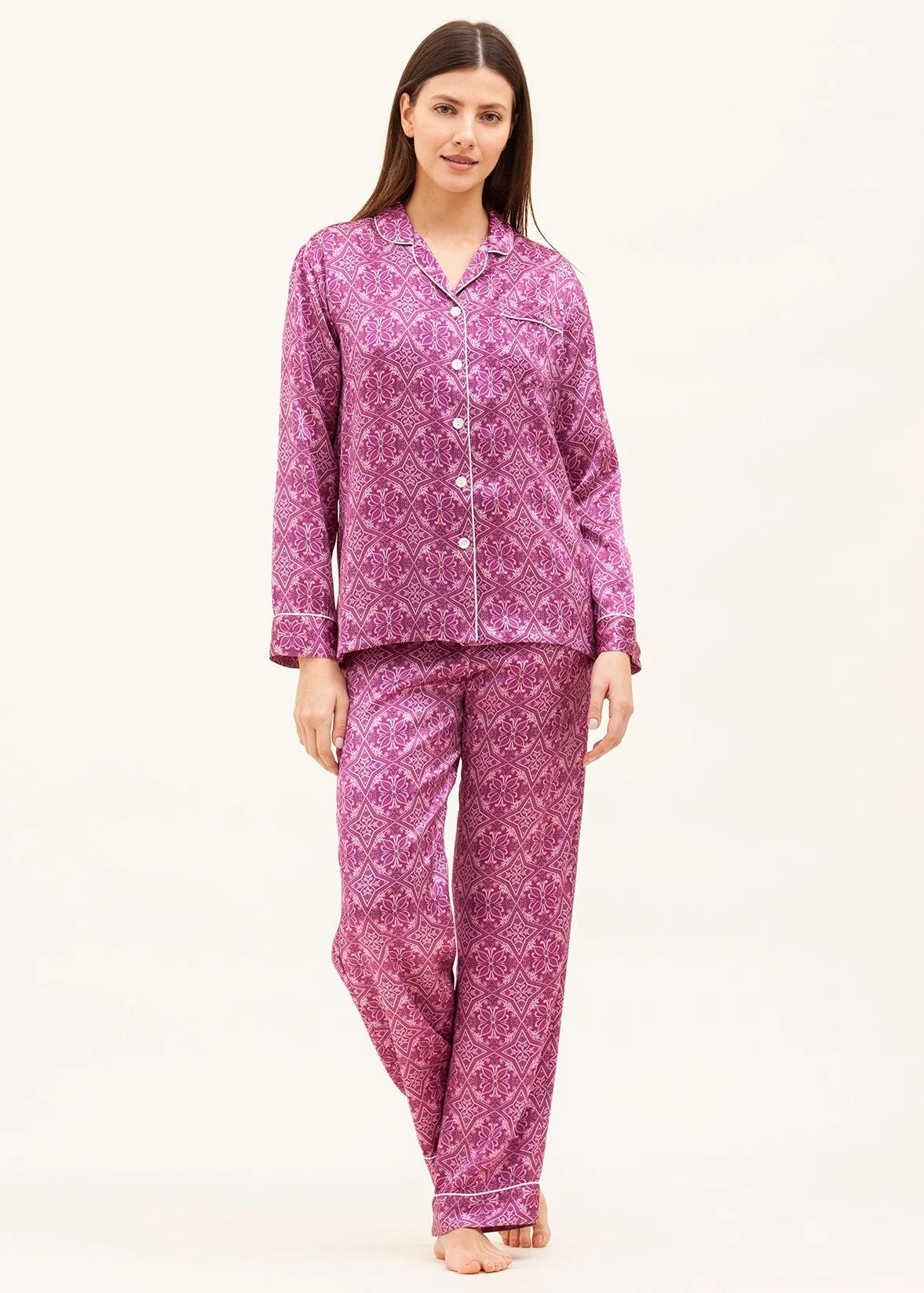 Seville Pink Silk Pyjamas 4 Seville Pink Silk Pyjamas - Image 2