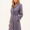 Dorney Check Wool Dressing Gown -Fashion Pajama Shop luxury wool dressing gown dc