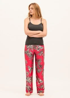 Palms & Parrots Silk Pyjama Bottoms -Fashion Pajama Shop luxury silk pyjama bottoms pp 1