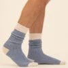 Men's Alpaca Bed Socks - Blue -Fashion Pajama Shop mens bed socks alpaca blue