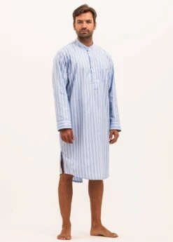 Boys Toys Nightshirt -Fashion Pajama Shop mens blue and white stripe nightshirt