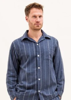 Arundel Stripe Pyjamas -Fashion Pajama Shop mens blue brushed cotton pjs as