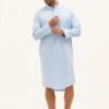 Alvie Blue Stripe Nightshirt -Fashion Pajama Shop mens blue brushed cotton striped nightshirt