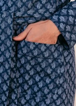 Botany Blue Paisley Dressing Gown -Fashion Pajama Shop mens blue paisley dressing gown bb