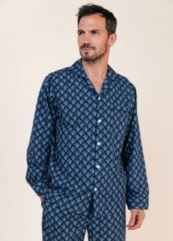 Botany Blue Paisley Pyjamas 12 Botany Blue Paisley Pyjamas -Fashion Pajama Shop mens blue paisley pyjamas bb 1