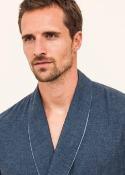 Prussian Blue Dressing Gown -Fashion Pajama Shop mens blue robe