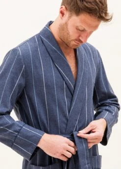 Arundel Stripe Dressing Gown 12 Arundel Stripe Dressing Gown -Fashion Pajama Shop mens blue striped dressing gown as