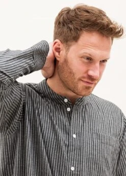 Keswick Stripe Nightshirt -Fashion Pajama Shop mens grey nightshirt ks