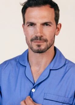 Colwyn Blue Pyjamas -Fashion Pajama Shop mens lightweight blue pyjamas cb