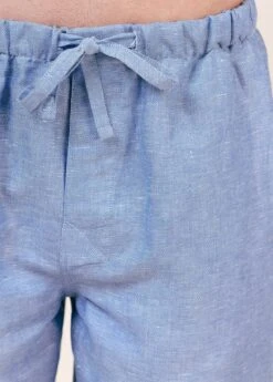 Brighton Blue Linen PJ Trousers -Fashion Pajama Shop mens linen blend pj shorts bb 1