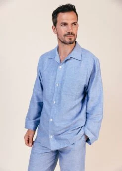 Brighton Blue Linen Pyjamas 8 Brighton Blue Linen Pyjamas -Fashion Pajama Shop mens linen pyjamas 2 bb copy