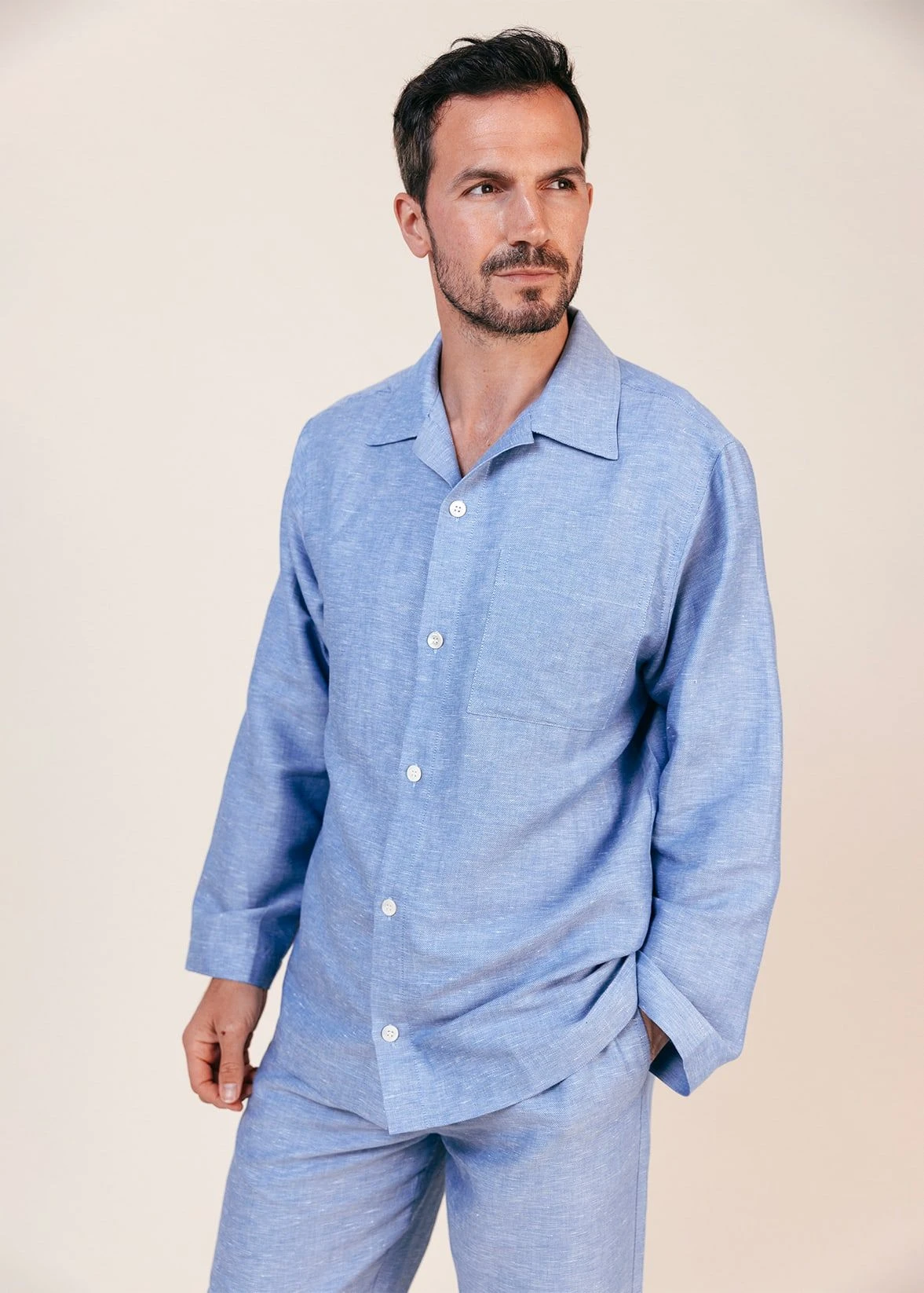 Brighton Blue Linen Pyjamas 5 Brighton Blue Linen Pyjamas - Image 3