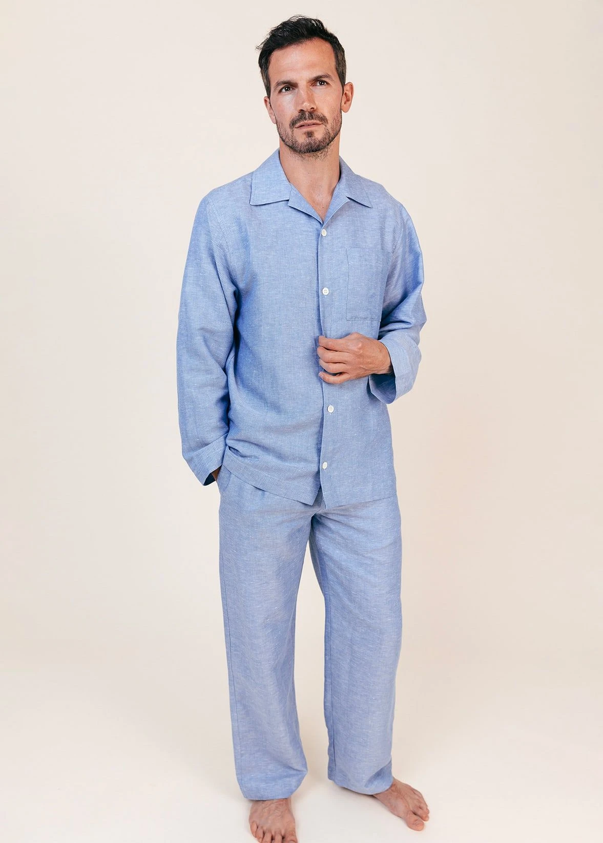 Brighton Blue Linen Pyjamas 3 Brighton Blue Linen Pyjamas