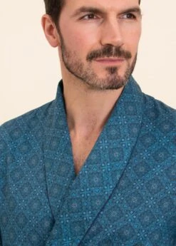 Deep Rhapsody Dressing Gown -Fashion Pajama Shop mens luxury cotton dressing gown dr