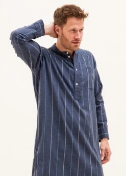 Arundel Stripe Nightshirt -Fashion Pajama Shop mens luxury cotton nightshirt as