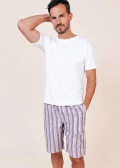 Southsea Stripe Tencel Pyjama Shorts -Fashion Pajama Shop mens lyocell pj shorts ss