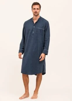 Prussian Blue Nightshirt 12 Prussian Blue Nightshirt -Fashion Pajama Shop mens nightshirt