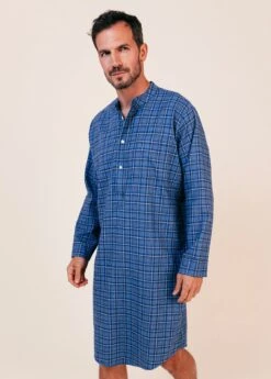 Cromarty Organic Check Nightshirt -Fashion Pajama Shop mens organic cotton nightshirt co