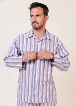 Southsea Stripe Tencel Pyjamas -Fashion Pajama Shop mens pink blue striped pyjamas ss