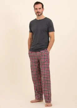 Raspberry Ripple Organic PJ Trousers -Fashion Pajama Shop mens pink check pyjamas rr2