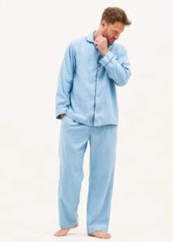 Skye Blue Pyjamas -Fashion Pajama Shop mens plain blue warm pyjamas sb