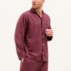 Burgundy Plain Wool Blend Pyjamas -Fashion Pajama Shop mens plain pjs bp