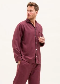 Burgundy Plain Wool Blend Pyjamas