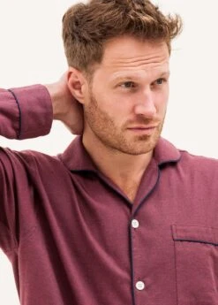 Burgundy Plain Wool Blend Pyjamas -Fashion Pajama Shop mens plain pyjamas bp