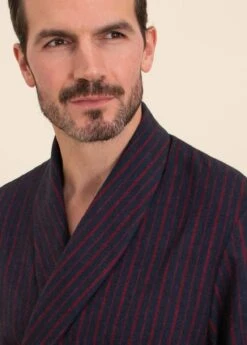 Ventnor Stripe Dressing Gown -Fashion Pajama Shop mens uk made dressing gown vs2