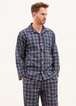 Tobermory Check Wool Blend Pyjamas -Fashion Pajama Shop mens wool brushed cotton blend pyjamas tc