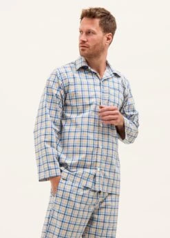 Lambourn Check Pyjamas -Fashion Pajama Shop mens yellow blue pyjamas lc 1