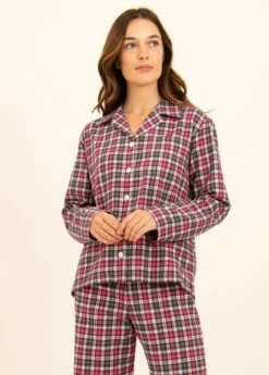 Raspberry Ripple Organic Pyjamas -Fashion Pajama Shop pink check brushed cotton pyjamas rr2